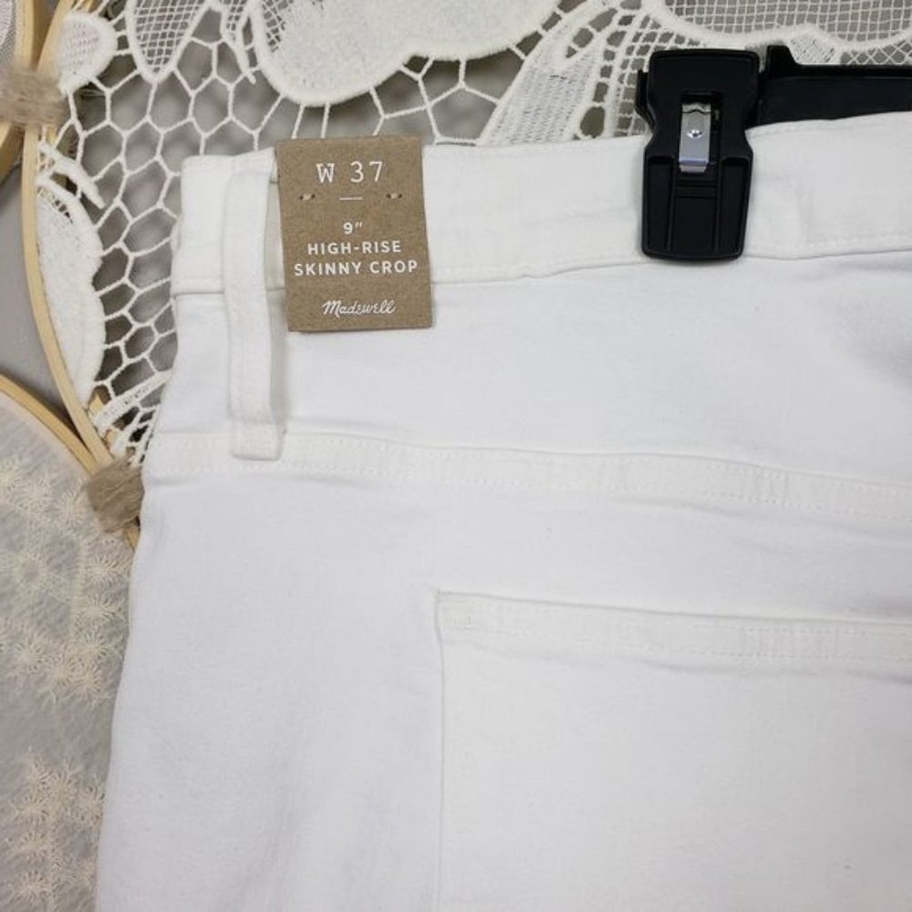 Madewell White Distressed Mid Rise Skinny Jeans - Picture 5 of 7